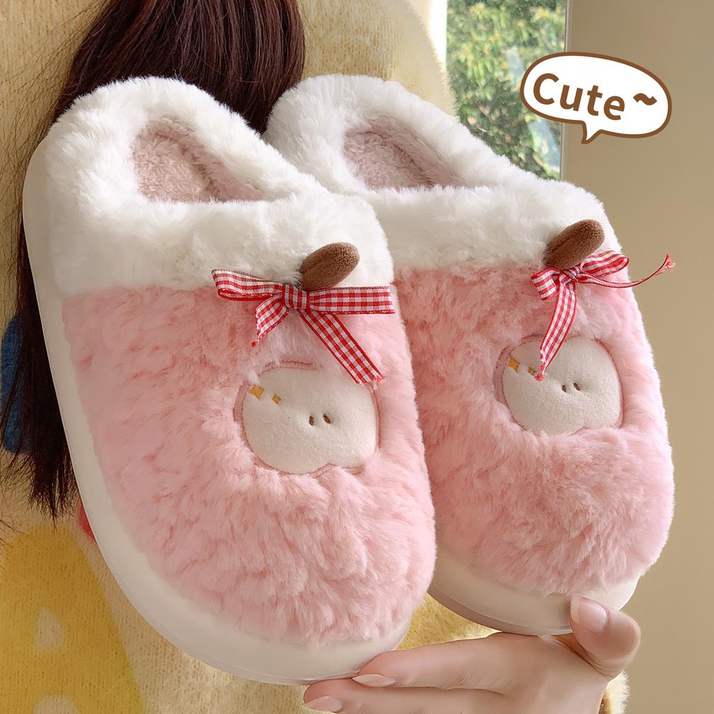 Cute Plush Cotton Slippers Winter 2025 New Home Non-slip Soft Bottom Thick Bottom Couple Indoor Warm Slippers