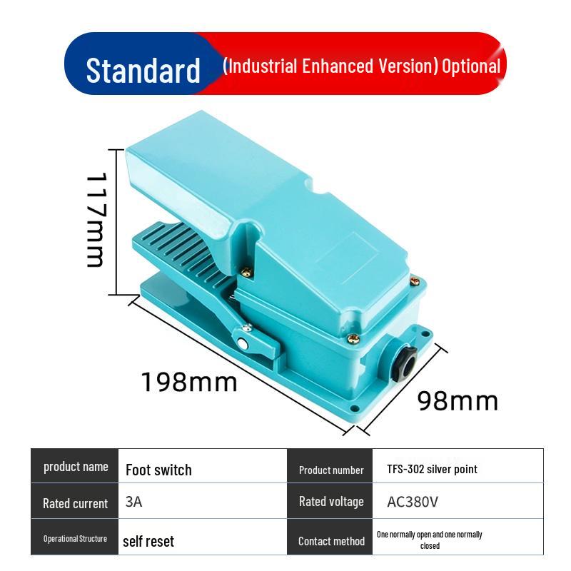 Self-Resetting TFS-201/EKW-B Foot Switch with Cable for Punch Press, 220V