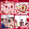 12Pcs Valentine's Day Glitter Red Pink Puffy Heart Picks Foam Heart Picks Sparkly Sticks for Wedding Flower Arrangements Floral Bouquet Home Holiday