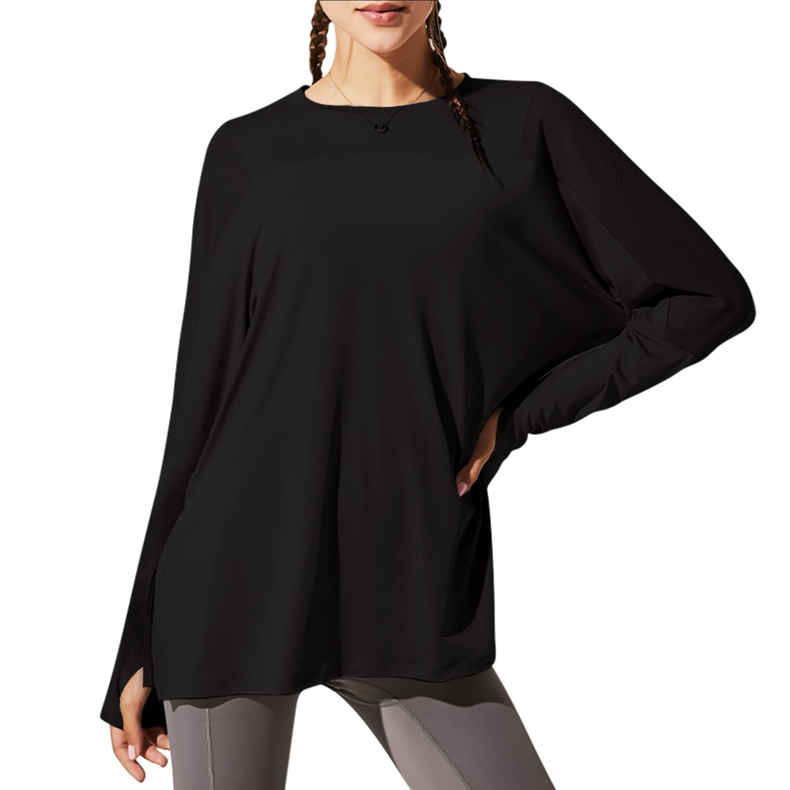 

Barifall Yoga Loose Fitness Long Women s T-Shirt, Fit, Top, Sleeve, Stretch, Moisture-Wicking, Quick-Drying, 030-BK-L чёрный