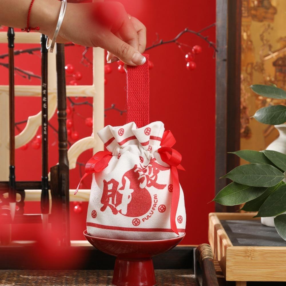 

Холщовый праздничный мешочек для сахара в корейском стиле, моющийся холщовый мешочек для сахара, портативная ручная коробка для конфет 05