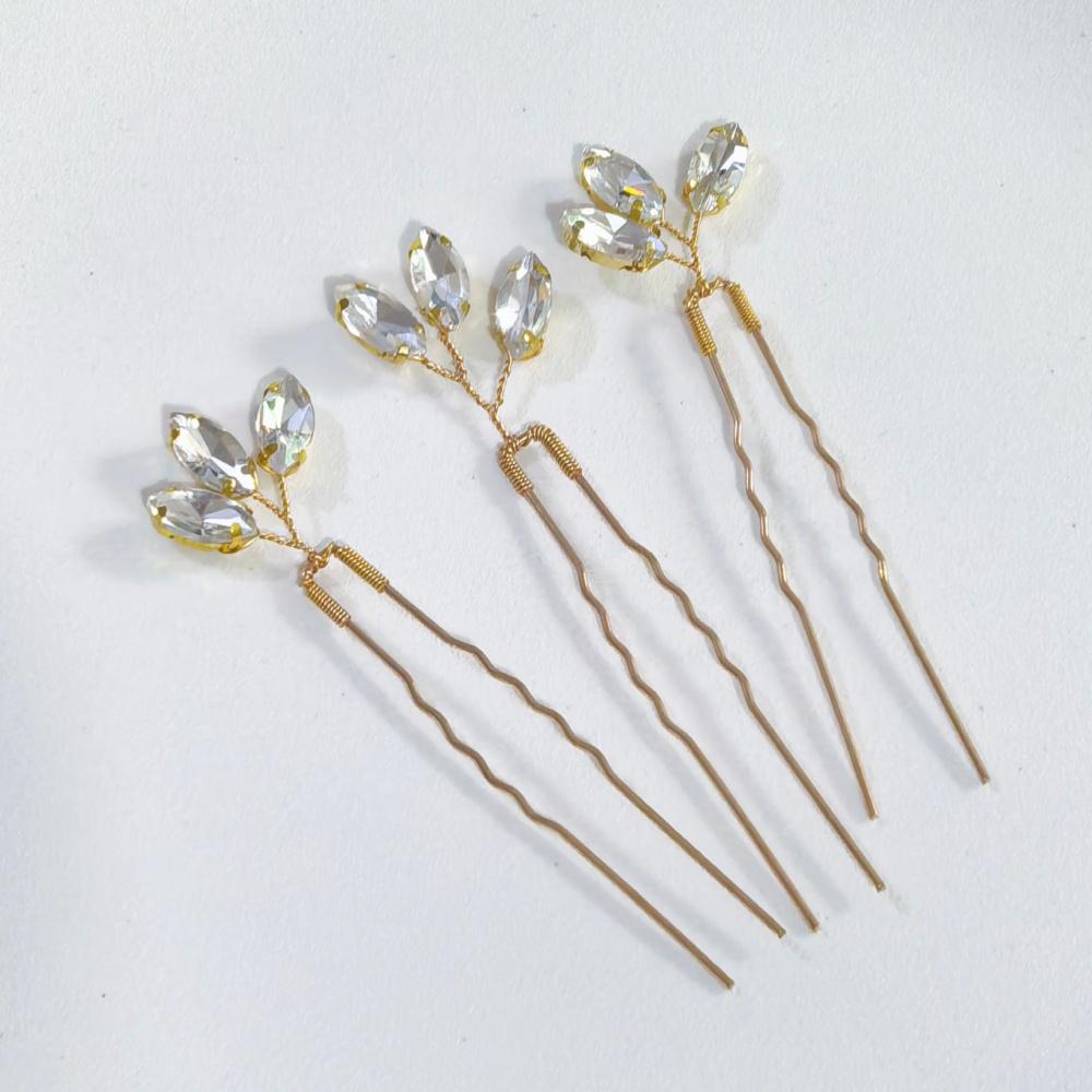 Pearl Crystal Hair Pins Comb Set Bridal Wedding Hair Accessories Handmade U-shaped Hairpins air Comb for Bridesmaids,Prom