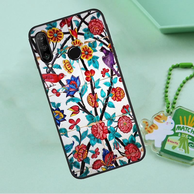 Ancient Floral Tiles For Huawei Nova 8i 11i 12i 12s 9 10 SE Y90 Y60 Y70 Y72 Y61 Y91 P20 P30 P40 Lite P60 Pro Case