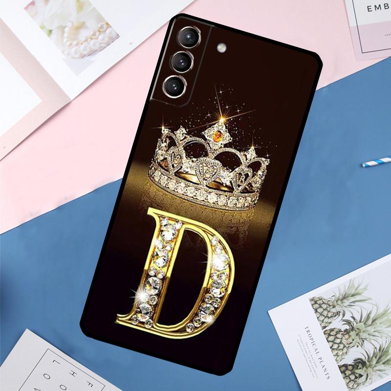 Letter Monogram Gold Marble Case For Samsung Galaxy S24 Ultra S21 S22 S23 S25 Ultra S9 S10 Plus S20 FE S23 FE Back Cover