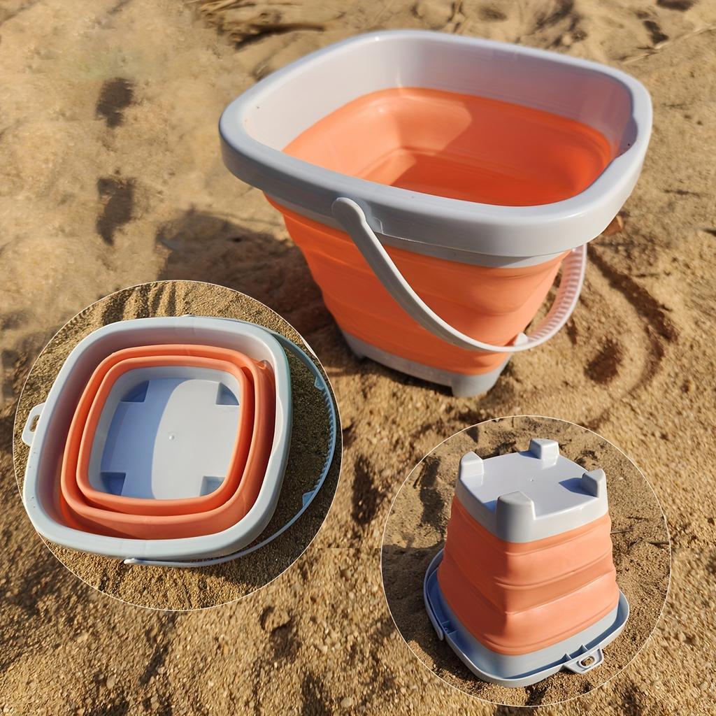 Giocattoli da spiaggia per bambini Set di giocattoli di sabbia per i più piccoli Giocattoli di sabbia con secchio pieghevole Pala Rastrello Set Stampi per sabbia Estate all'aperto