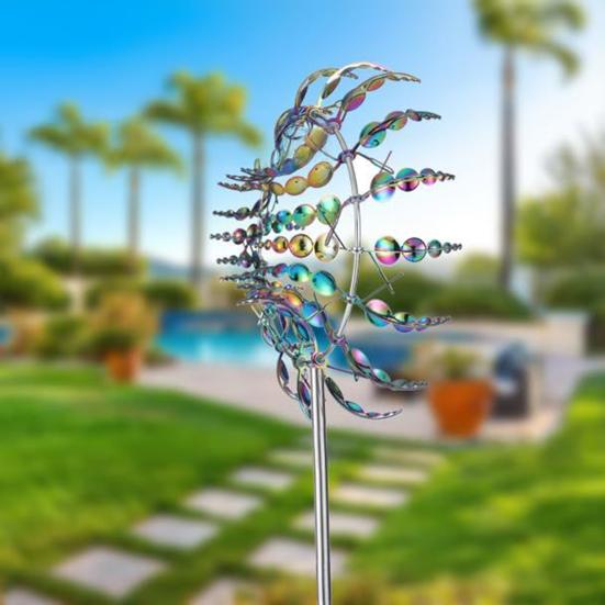 Kinetic Wind Spinner Colorful Metal Wind-Driven Kinetic Spinner Outdoor Kinetic Wind Sculpture Assembly Required for Garden Backyard Lawn Decoration