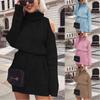 Premium Qualität Herbst Und Winter Mittellang Hoher Kragen Schulterfrei Pulloverkleid Minikleid Für Mühelosen Stil