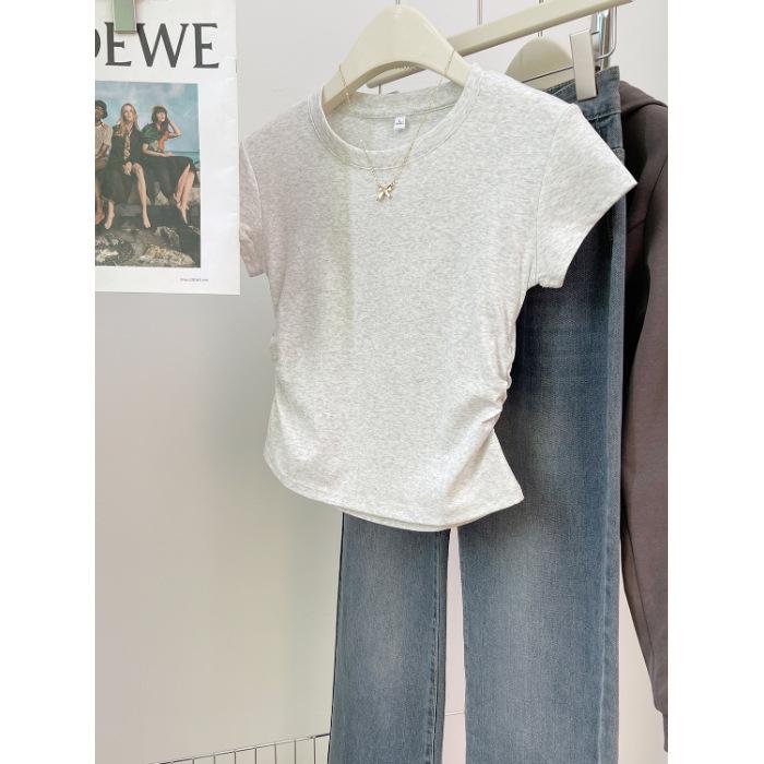 

YYFS женские модные повседневные летние весенние однотонные блузки и рубашки с короткими рукавами и круглым вырезом с принтом XXL