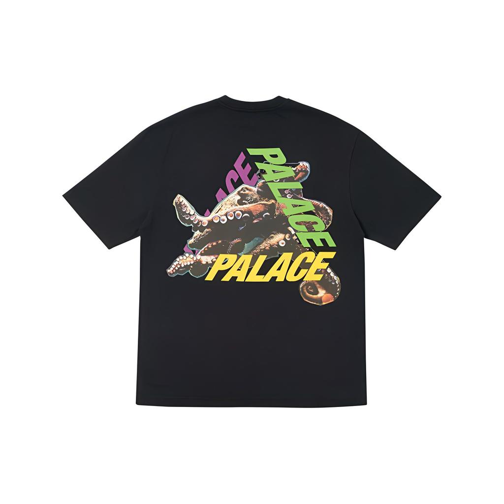 Palace Octopus Back Print Logo Short Sleeve T-Shirt Unisex Tops Black P18fw066