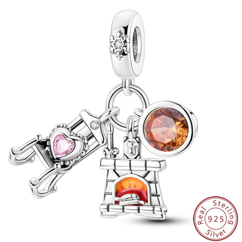 Copper Romantic Christmas Snowman Gingerbread Santa Claus Charms Bead Fit 3Mm Diy Fine Jewelry Accessories
