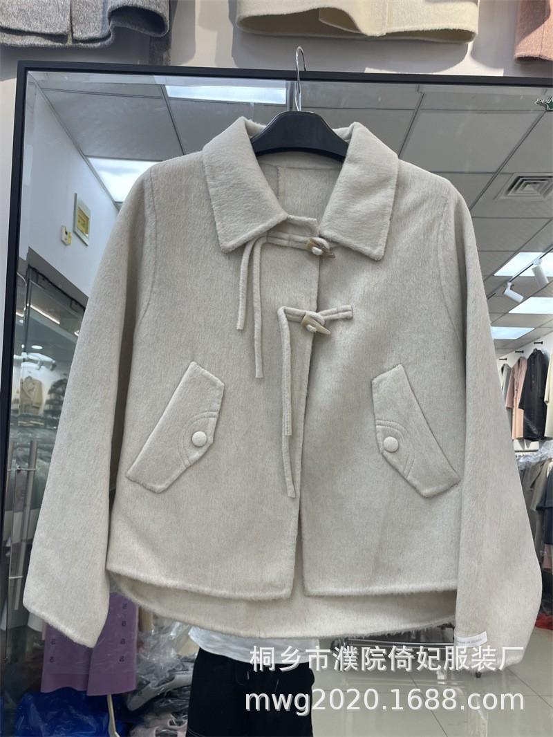 

Autumn and winter new double-sided woolen cashmere coat women s short small Korean version slim suit collar wool woolen coat S слонова кістка
