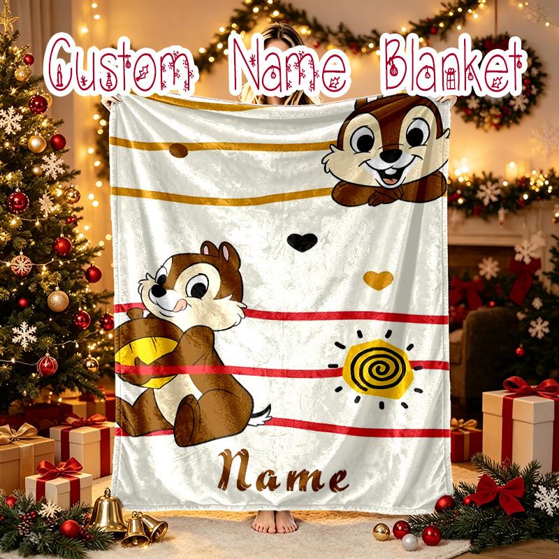 1pc Snug Chip Dale Acorn Blanket, Custom Name Print Blanket, Perfect for Home, Couch, Bed, Picnic, Travel, Office