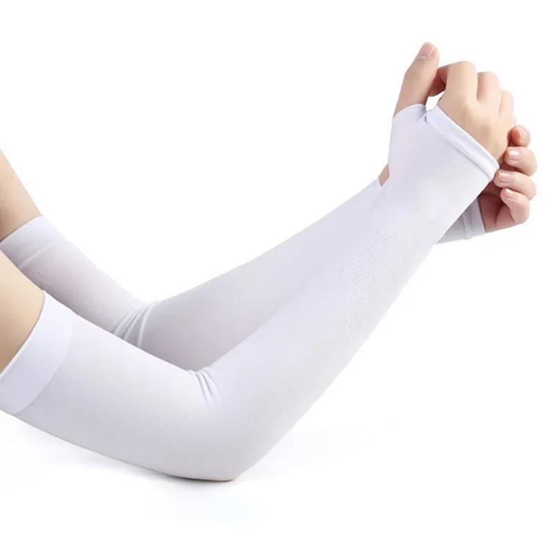 Ice Silk Sleeve Sunscreen Cuff Arm Sleeves Uv Sun Sunburn Protect Anti-Slip Summer UPF50 Men Women Gloves Outdoor Arm Cover