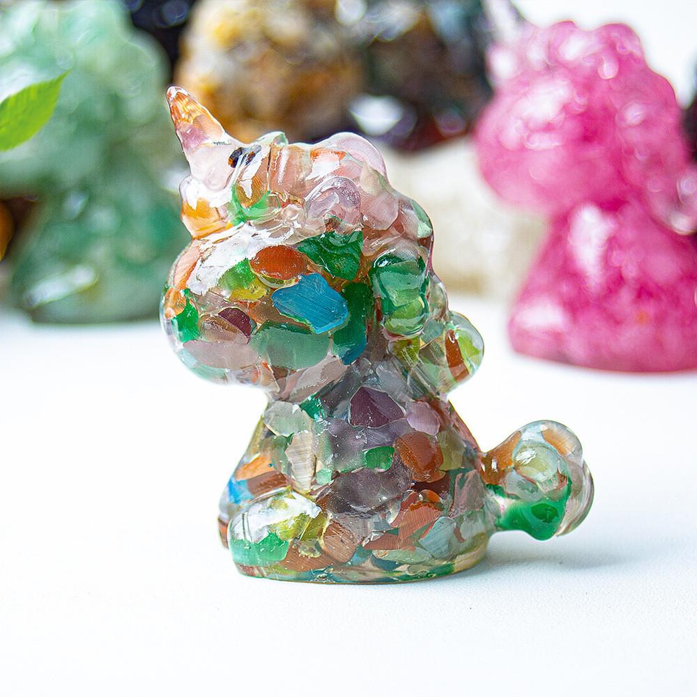 Unicorn Resin Figurine With Handcrafted Crystal Texture For Home Decor And Giftgiving