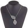 Korean fashion trend wild forest-based metal leaf pendant necklace clavicle short section of double-leaf jewelry