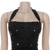 C7480 Fashion Women's Halter Rhinestone Beaded Bodycon Dress - Europe & America Style