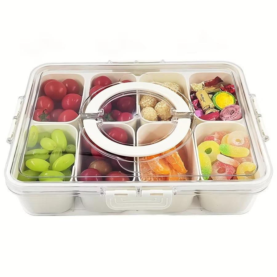 8-Section Portable Snack and Fruit Storage Container with Lids, Multipurpose Refrigerator Organizer for Nuts and Treats