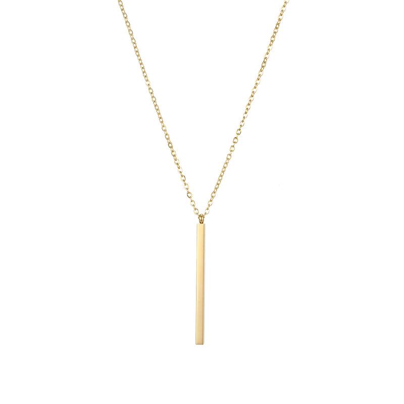 EManco Mode Européenne et Américaine Plaqué Or Acier Inoxydable Géométrique Rectangulaire Pendentif Collier