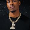 Men's Hip Hop Full Diamond Bear Pendant Cuban Link Necklace