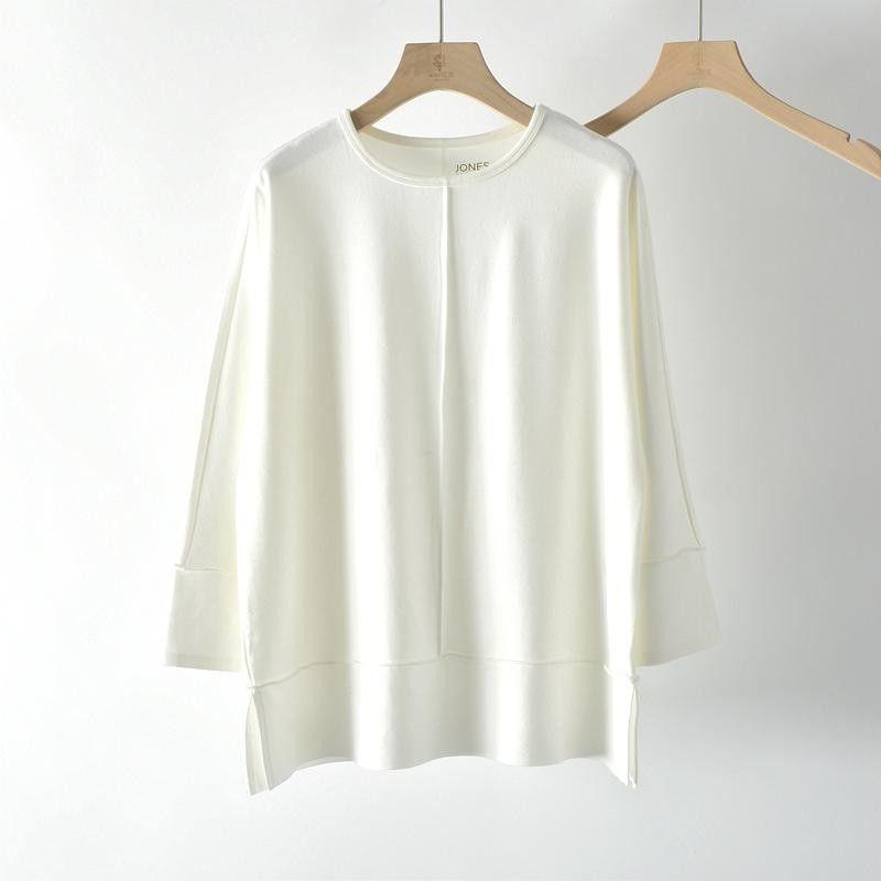 

Футболка с круглым вырезом и длинными рукавами Весенняя Драпировка Большие размеры женская одежда Свободная Экспортная Торговля Универсальная Мода Стройнящий Базовый Топ Т White/Slightly dirty position random PXL