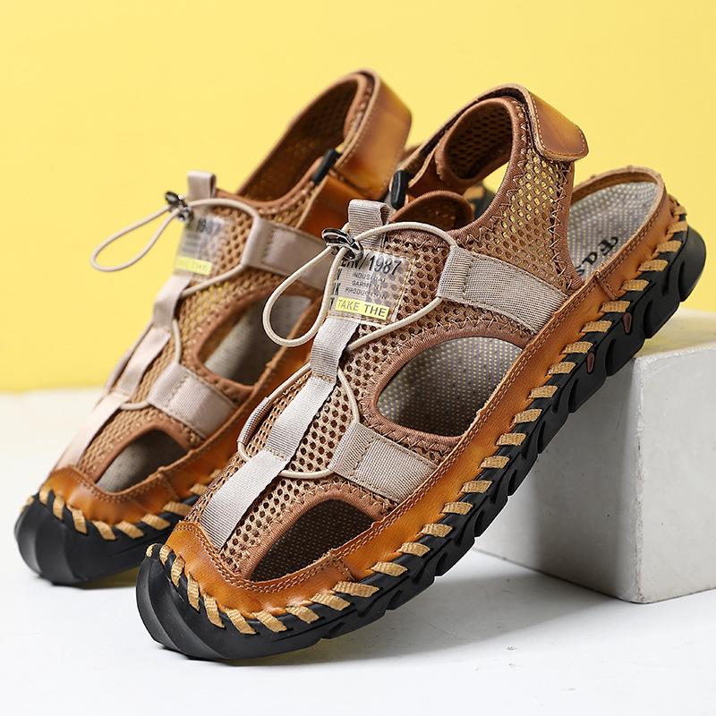 New Summer Shoes Men Beach Sandals Flat Non-slip Mens Sandals Brand Summer Male Footwear Fashion Mesh Shoes Big Size 45 A4614