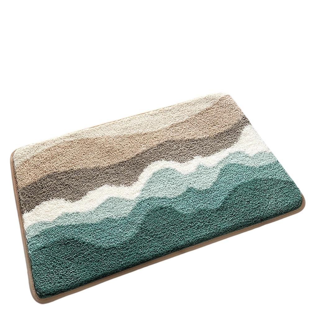 Absorberende baderomsteppe med gummibakside, maskinvaskbar bølgebadematte med myke og høykvalitets ultrafine fibre, egnet for rask tørking