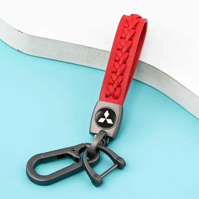 

Leather Car Keychian Key Rings Pendant Holder for Mitsubishi Mirage Eclipse Ralliart ASX Lancer Galant Outlander Pajero Cross