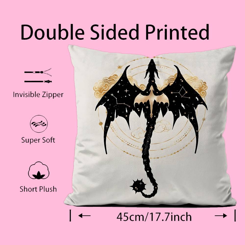 F-Fourth W-Wing Dragon Pillow Case Anti-Dustmite Pillowcase Invisible Zipper Silky Short Plush Sofa Cushion Cover