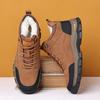 Winter Wool Men's Cotton Shoes Outdoor Casual Velvet Warm Leather Cowhide Men's Medium Men's Shoes Winter Shoes