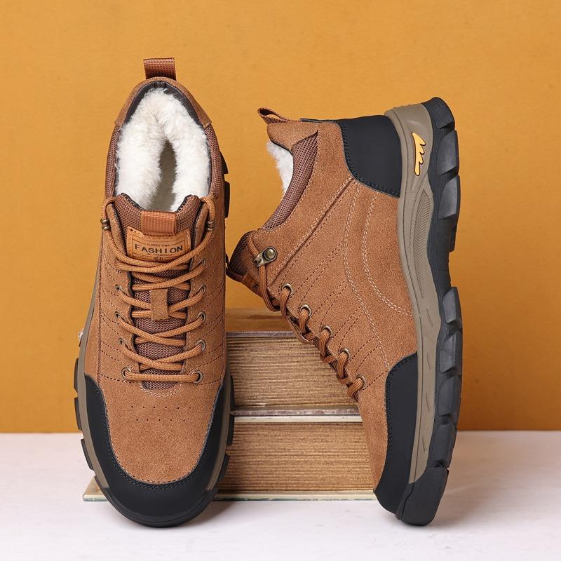 Winter Wool Men's Cotton Shoes Outdoor Casual Velvet Warm Leather Cowhide Men's Medium Men's Shoes Winter Shoes