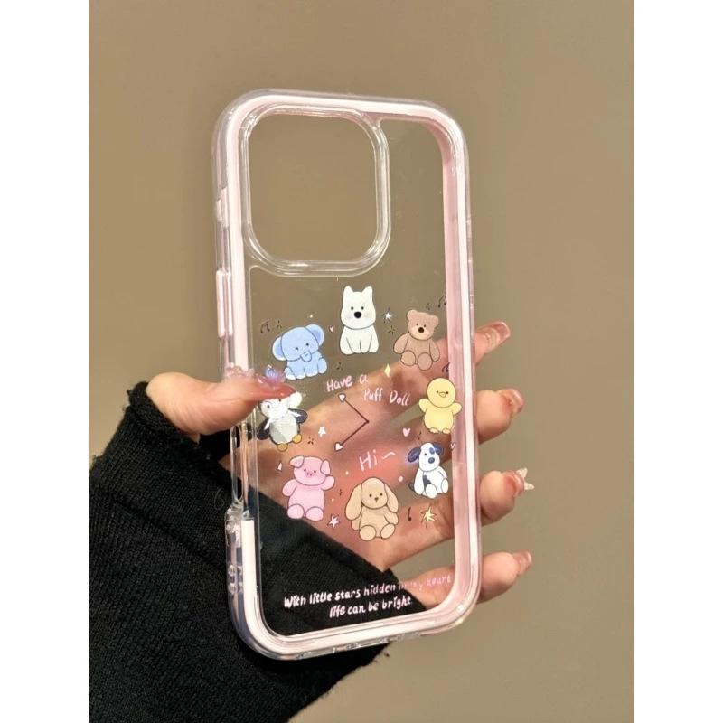 Creative animal clock for Apple iPhone17promax color edge 16 mobile phone case 14 cute 13 sets 15