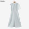 ZANZEA Women Summer Casual Loose Elegant Patchwork Short Sleeve Dress