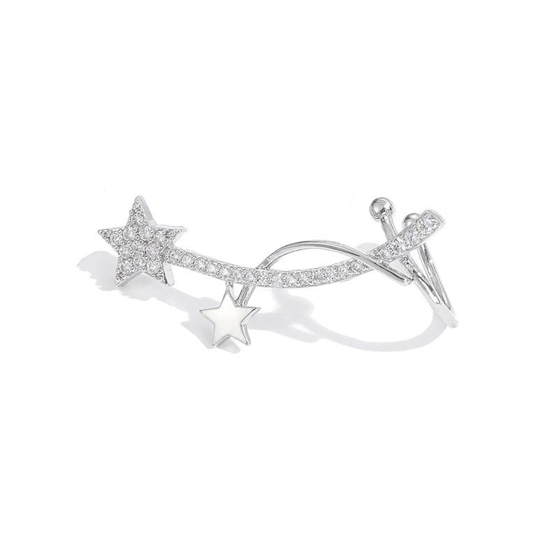 

Fashionable and Lightweight Luxury Shiny Zircon Star Streamline Earbone Clip for Women Non Perforated Earrings Ear Cuff