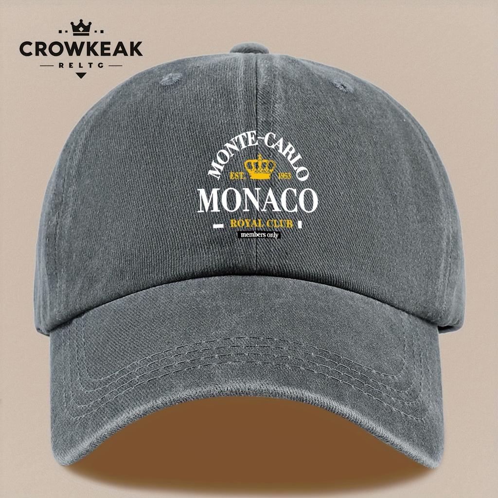 Casquette de baseball Vintage Monaco Royal Club Imprimé Snapback Réglable Chapeau Léger Unisexe pour Pêche en Plein Air Plage BBQ