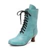 Fashion 2026 New Lace Up Ladies High Heel Shoes Strange Steampunk Boot Victorian Ankle Boots Women Pointed Toe Thick Soled Short Boots