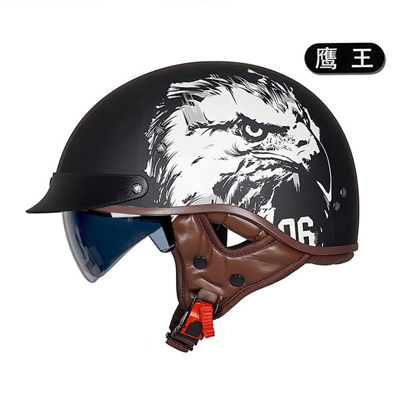 Retro Motorcycle Helmet National Standard Certification Semi-helmet Men Women Electric 318 Knight
