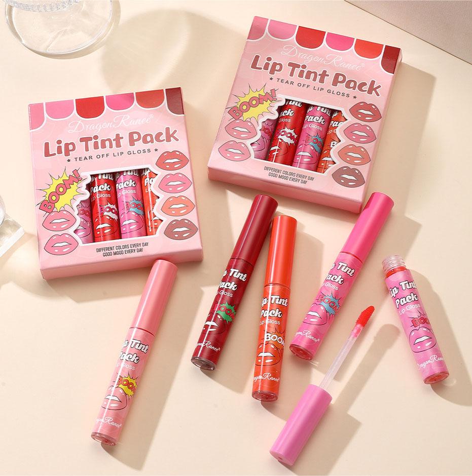 6 stk/boks Tear-Off Lip Gloss Set Vanntett Varig Matt Rød Peel Off Liquid Lipstick Lip Dye Tattoo Tinted Non-Ticky Lip Glaze