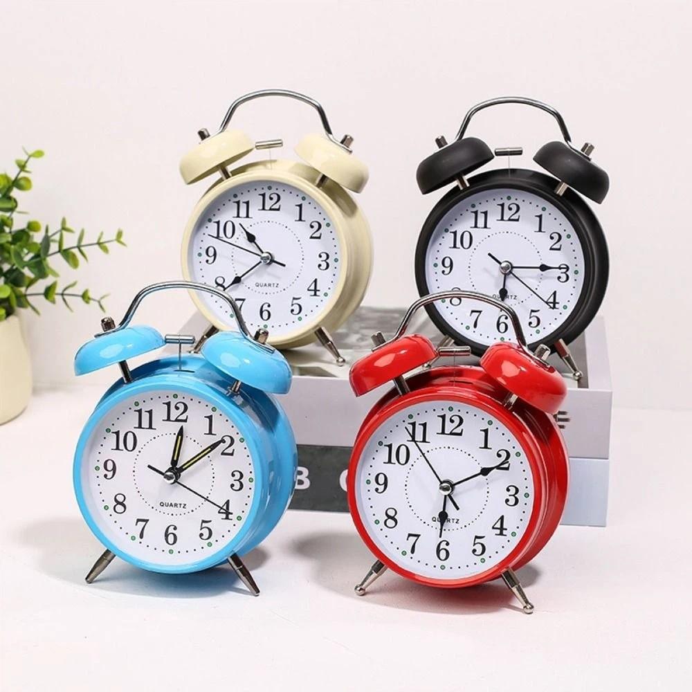 Creative Classical Alarm Clock 3in Silent Table Clock Vintage Bell Alarm Clock  Room Decoration