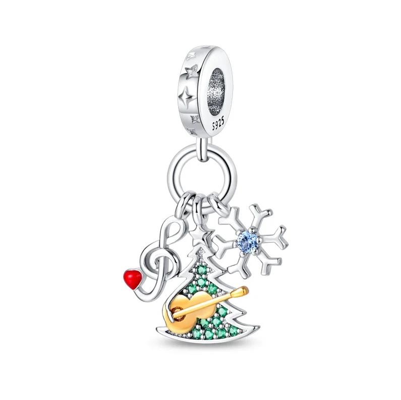 Original Copper Christmas Gift Snowflake Penguin Heart Beads Charms For Pan Bracelet Diy Women Jewellery