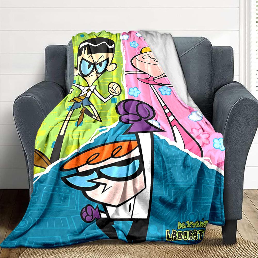 1pc Dexter's Laboratory Cozy Print Blanket Lightweight Warm Flannel Throw Blanket For Sofa, Bed, Living Room