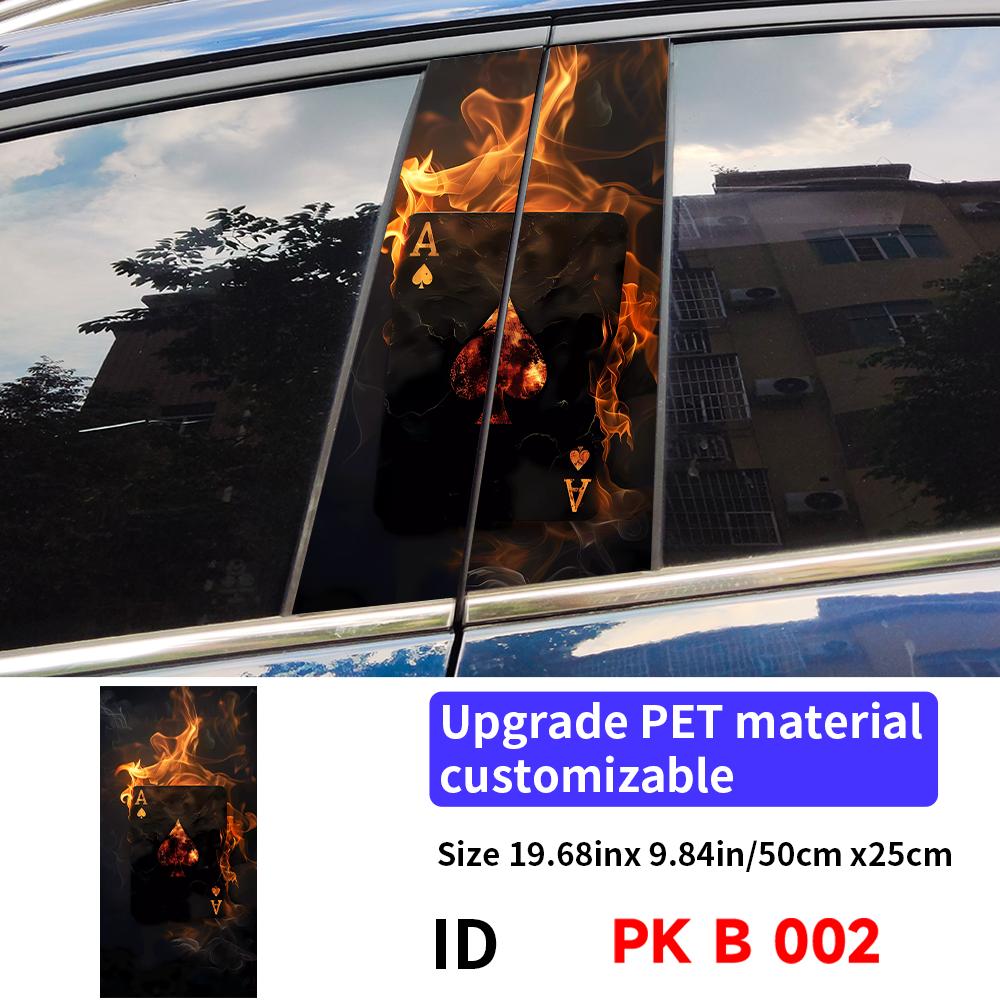 Poker Car Stickers Car B-pillar Decal Waterproof Stickers Auto Center Pillar Sticker Cover Scratches Vehicle Decor Accessories
