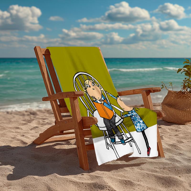 Serviette de plage ultra-douce sur le thème de Charlie et Lola, Idéale pour la piscine - le camping, la plongée - Essentiel de voyage parfait, Serviette de plage vibrante.