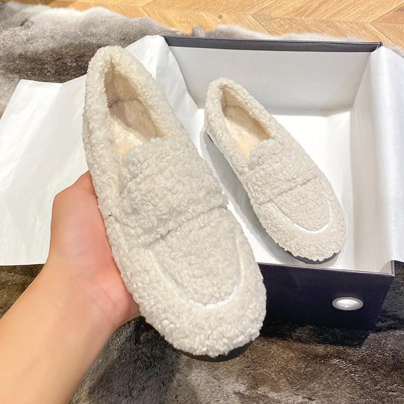 

Mao Mao shoes women s winter wear 2025 new autumn and winter Doudou shoes women s velvet flat bottom thick sole large size 41-43 ladyshoes 34 білий