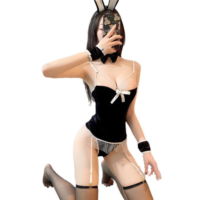 Sexy Lingerie Sexy Bunny Uniform Seduction Suspender Velvet See-Through Breast Onesie Set