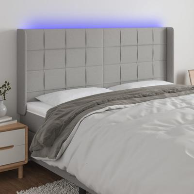 Vidaxl Bed Headboard with LED, Light Gray, 183X16X118/128 Cm, Fabric