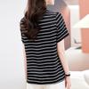Temperament Striped Silk T-shirt Women's Short-sleeved Summer Dress Fashion Mulberry Silk Thin Top