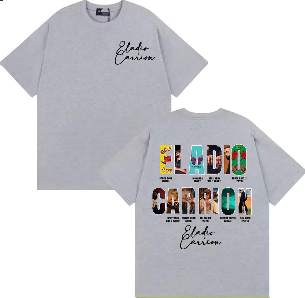 Rapper Eladio Carrion Album Cover 2025 Tour T Shirt Men Women Vintage 90s Hip Hop Street Tshirts Casual Loose Oversized Tshirt