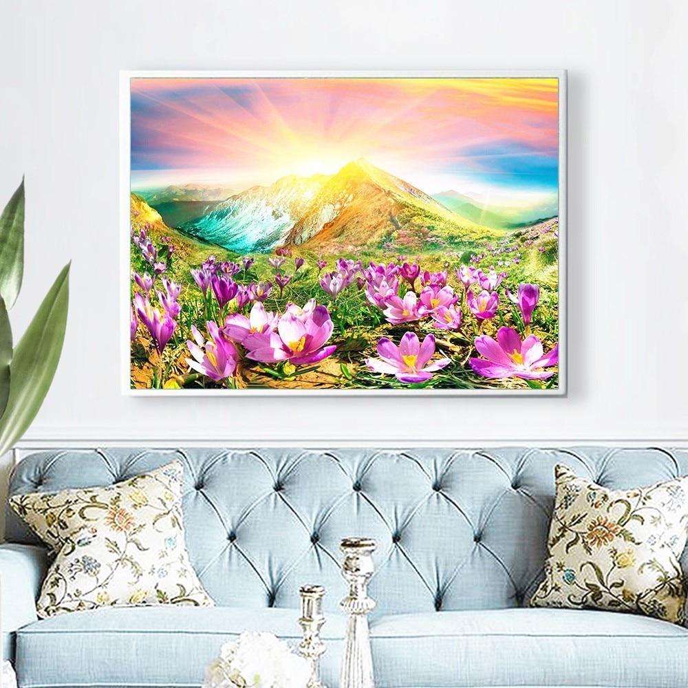 Diamond Mosaic Full Display Scenery Diamond Embroidery 5d Flowers Diamond Painting Round Home Decor