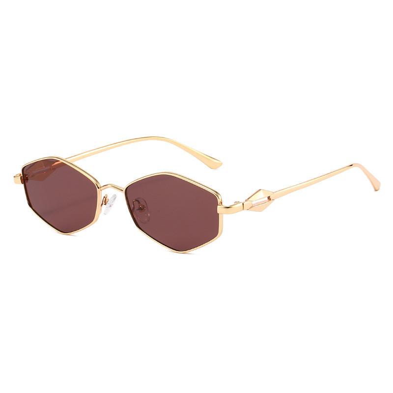 Geometric Hexagon Sunglasses For Women With Uv400 Protection Stylish Outing Accessory GoldFramePurple