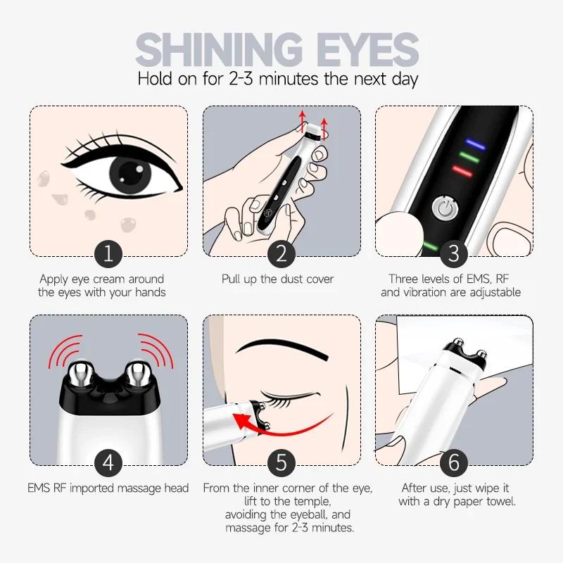 2025 New Eye Massager EMS Beauty Device Wrinkle Skin Tighten RF Hot Compress Eye Massager Remove Dark Circles Instrument